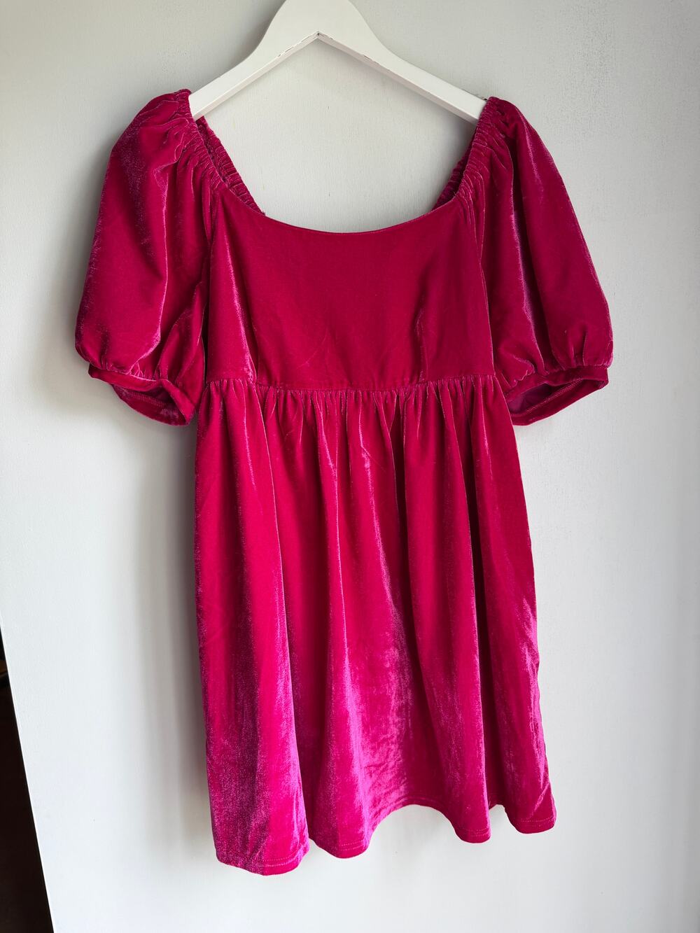 English Factory NWT Pink Velvet Puff Sleeve Mini Dress Small Barbiecore Party